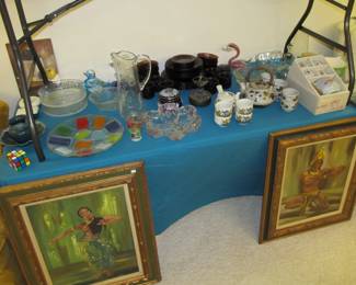 Asian tea sets, art glass sculptures, Forte Crisa dish set & other fine pieces. 