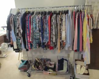 HUGE SELECTION of ladies’ fashions
-	Blouses, shirts, t-shirts, skirts, pants, jackets, outerwear, sweatshirts, jeans, shoes, sandals, purses, shawls, belts, gloves, scarves, nightwear, bras, underwear(new), socks, & more!

