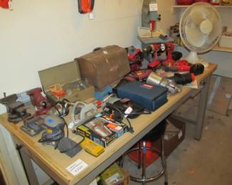 The tools!!! Heck yeah!  We have tons of power tools, yard tools, hand tools, antique tools, workbenches, ladders, toolboxes, storage bins, & more. Black & Decker, Skil, Ryobi, Craftsman, & more!