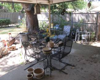 The Patio!  The wrought iron table and chairs are not available.