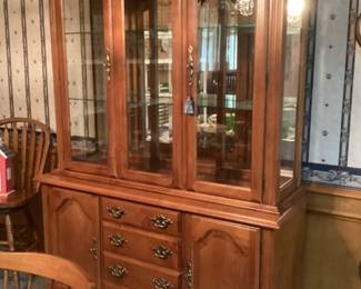 Tell City lighted china cabinet