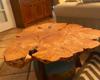 Live edge burl wood coffee table
