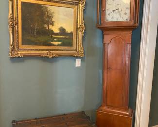 Grandfather clock, oil painting, Belber trunk