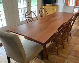Live edge dining table and chairs