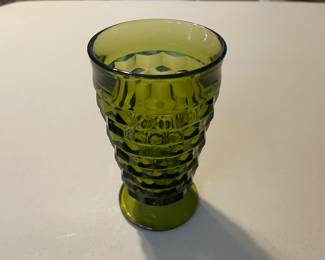 Vintage Indiana Glass Avacado Green Footed Tea/Water Glass X 22