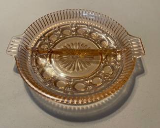 Vintage Indiana Glass Pink Divided Candy/Relish Dish