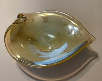 Vintage Gold Murano Wave Art Glass Bowl