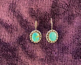 Vintage Turquoise 925 Sterling Dangle Earrings