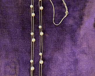 Vintage Dual Strand Pink Faux Pearl Necklace