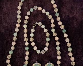 Vintage Bead Necklace w/ Matching Bracelet and Earrings