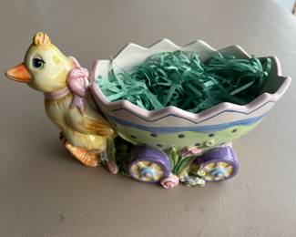 Vintage Fitz and Floyd Eggscapades Jelly Bean/Easter Egg Wagon