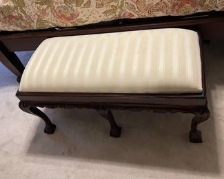 Vintage Chippendale Bed Bench w/ Carved Claw and Ball Foot