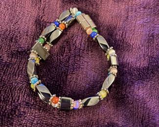 Vintage Hematite Rainbow Bracelet w/ Magnetic Clasp