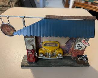 Vintage Mixed Media Old Times Gas Station Home Decor