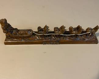 Vintage Denali Creations Hand Carved Alaskan Dog Sled/Mush Team