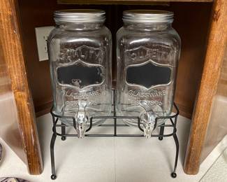 Double 1-Gallon Beverage Dispensers on Metal Stand