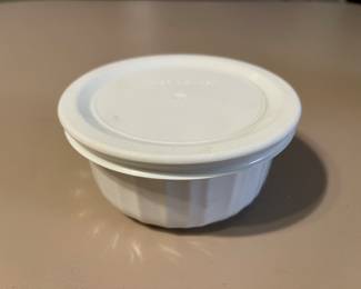 Vintage Corning Ware French White 7 oz Ramekin w/ Lid X 3