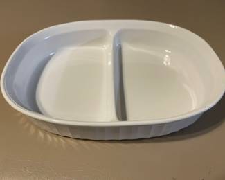 Vintage Corning Ware French White 1.8 Liter Divided Casserole Dish