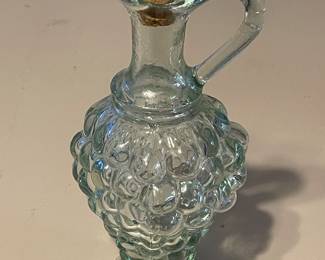 Vintage Vetreria Etrusca Green Grape Cluster Bottle/Decanter