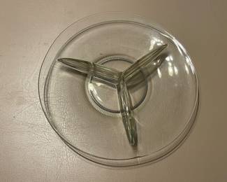 Vintage Heavy Glass 3 Section Platter