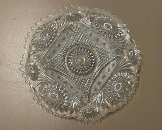 Vintage Pressed Glass Sawtooth Edge Serving Platter