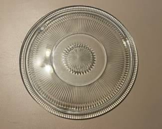 Vintage Jeanette Pressed Glass Footed Cake Plate