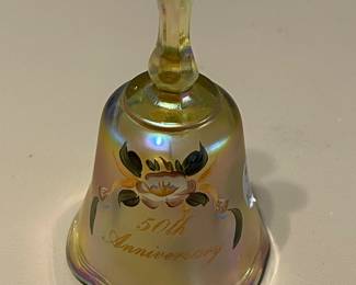 Vintage Fenton 50th Anniversary Iridescent Hand Painted Bell