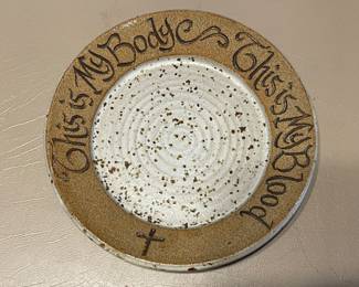Vintage Studio Art Pottery Communion Dish