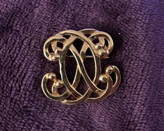 Vintage Anne Klein Goldtone Brooch