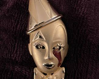 Vintage Goldtone Clown Brooch