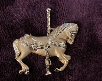 Vintage Goldtone Carousel Horse Brooch