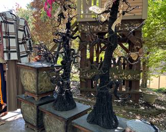 	#35	Pair of 6ft spooky trees in containers 	 SOLD			