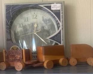 carport train and train clock