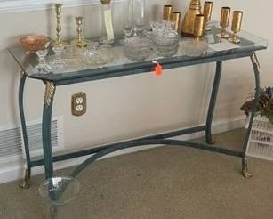 glass table and contents