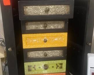 larger jewelry chest with drawers and side openings
