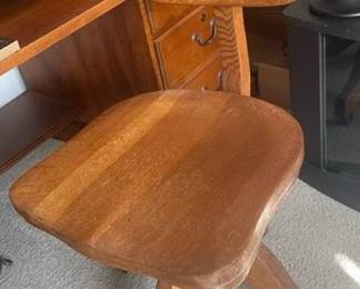 oak office rolling chair vintage