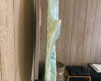 Recycled Glass "Life Saver " Sculpture, recycled coke bottles on a granite base. 34 x 74