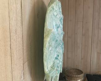 Recycled Glass "Life Saver " Sculpture, recycled coke bottles on a granite base. 34 x 74