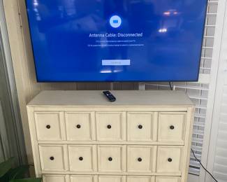 55" Samsung Smart TV AND White apothecary dresser 36 x 42 x 12