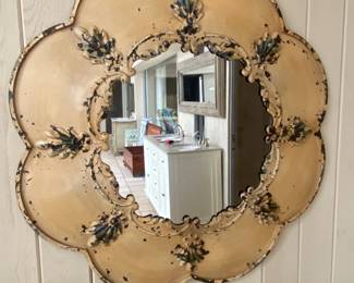Round Metal Framed Mirror 35"