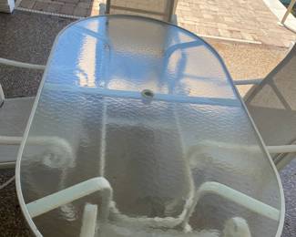 Tropitone 72" table and  6 chairs, recent powder coating