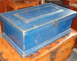Antique tool chest in awesome blue paint