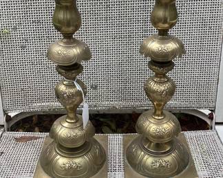 Antique Polish sabbath candlesticks ; Russian hallmark