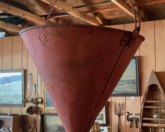 Antique painted tin fire bucket