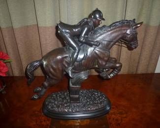 UNATTRIBUTED BRONZE JOCKEY ON HORSE