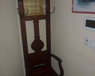 Antique Oak Hall Tree