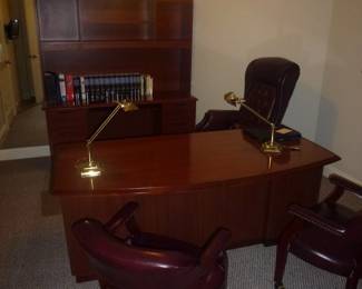 Mahogany Desk - Bookcase Cabinet - Side Chairs