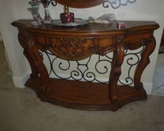MAHOGANY & IRON CONSOLE TABLE