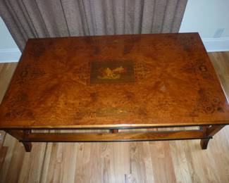 ADAC DESIGNER MAHOGANY MARQUETRY COFFEE TABLE