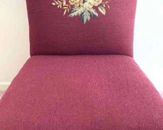 Needlepoint Slipper Chair 32H X 23W X 22D
